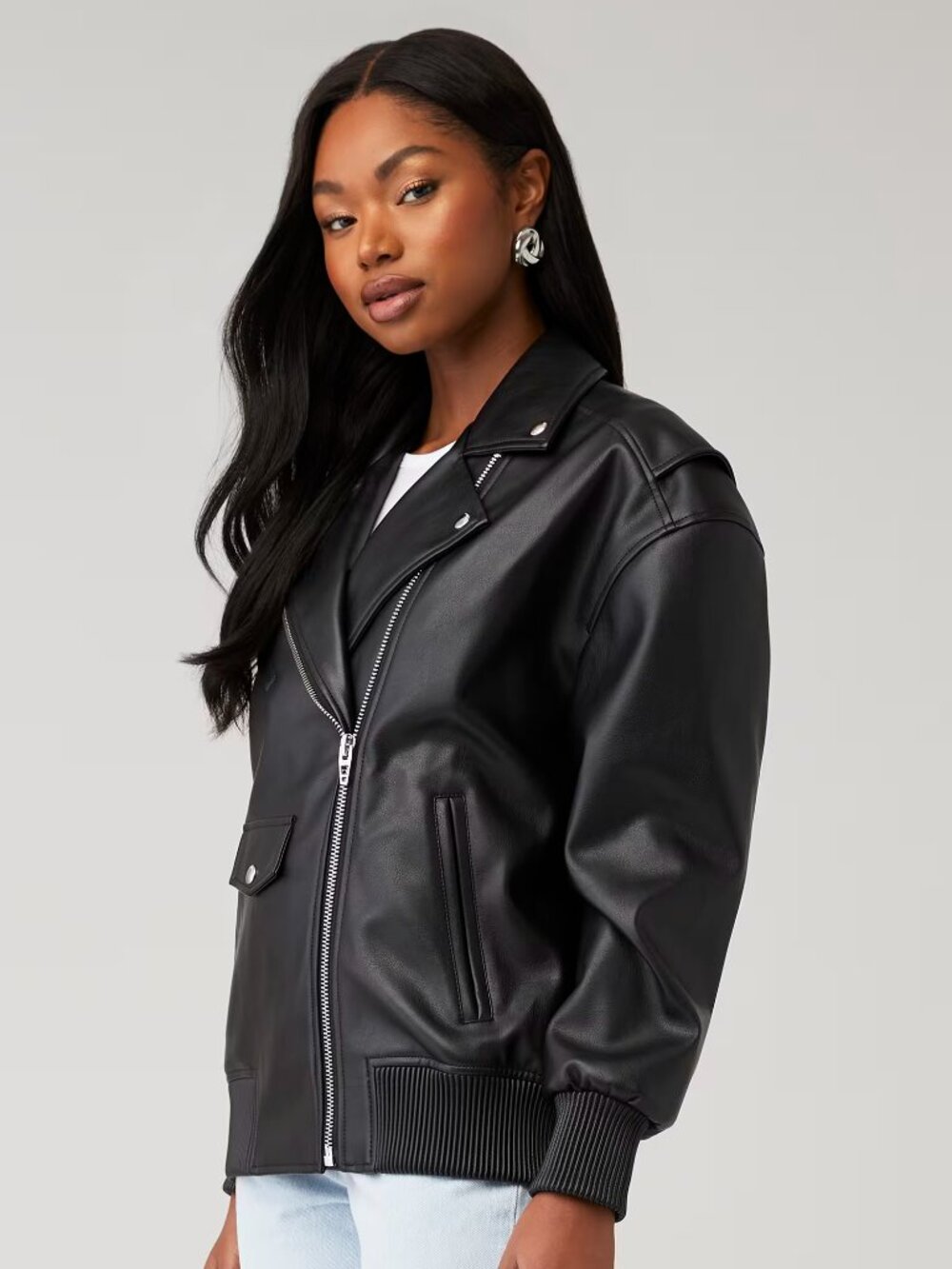 BlankNYC Faux Leather Oversized Moto Jacket